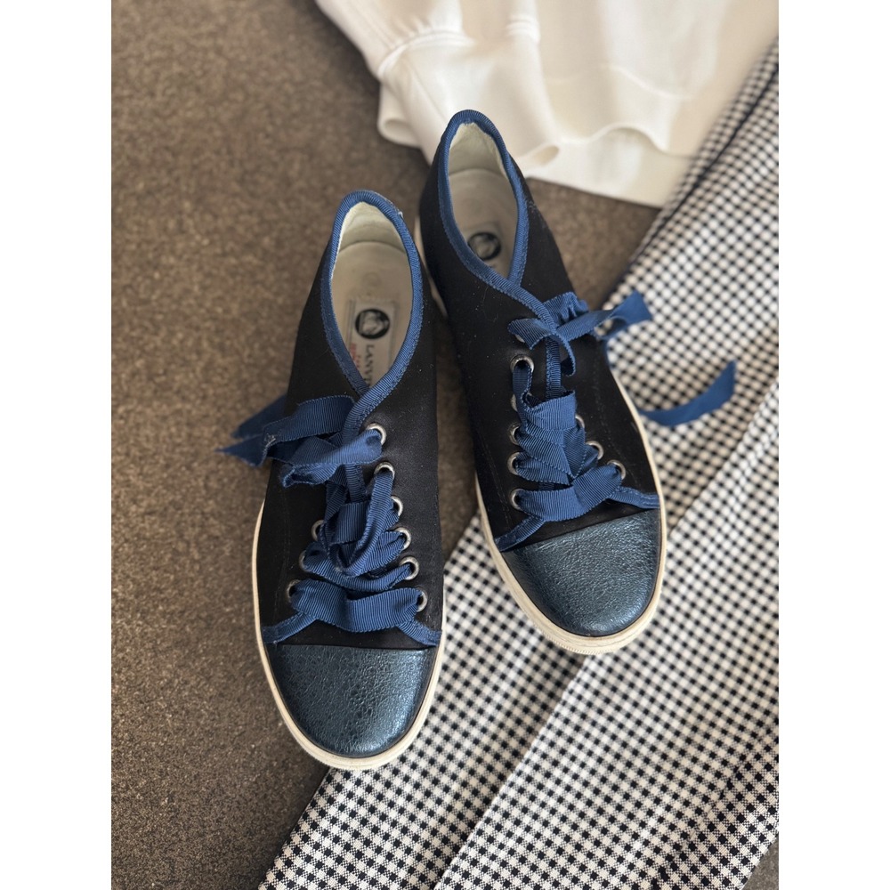 Lanvin Satin and Blue Metallic Low Top Shoes Size 36 - Picture 2 of 6